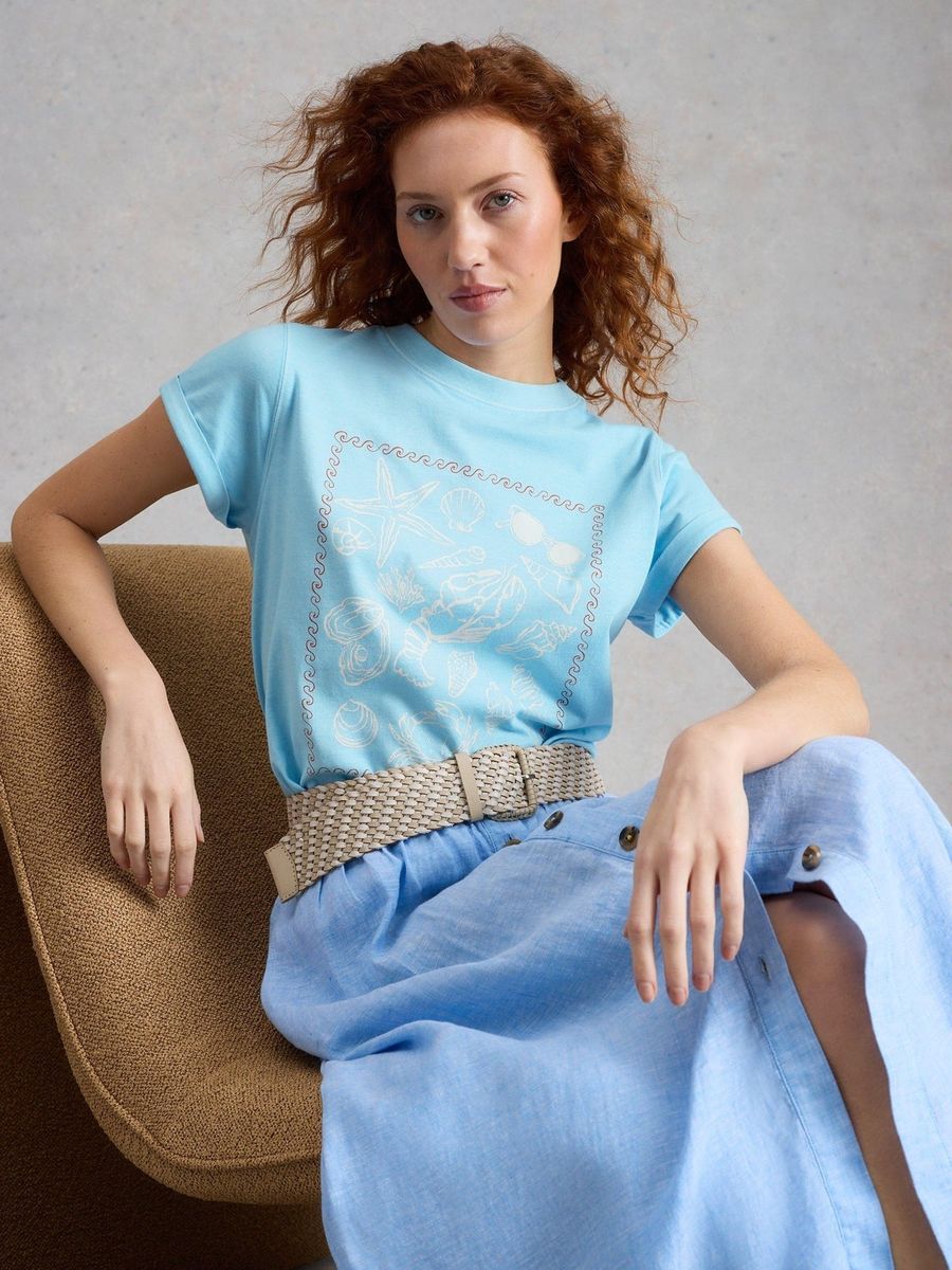 Grafik-T-Shirt mit Muschel-Print