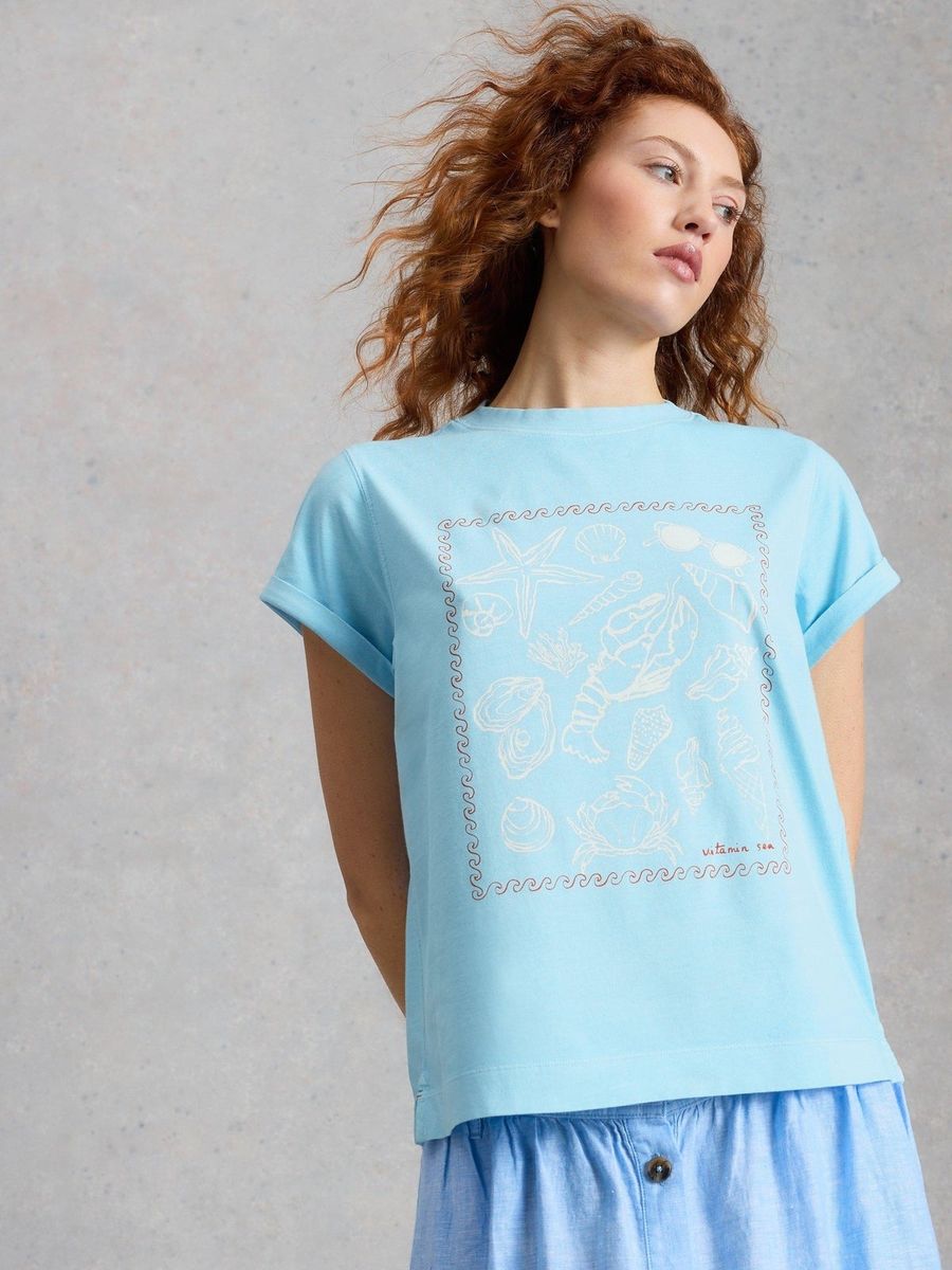 Grafik-T-Shirt mit Muschel-Print
