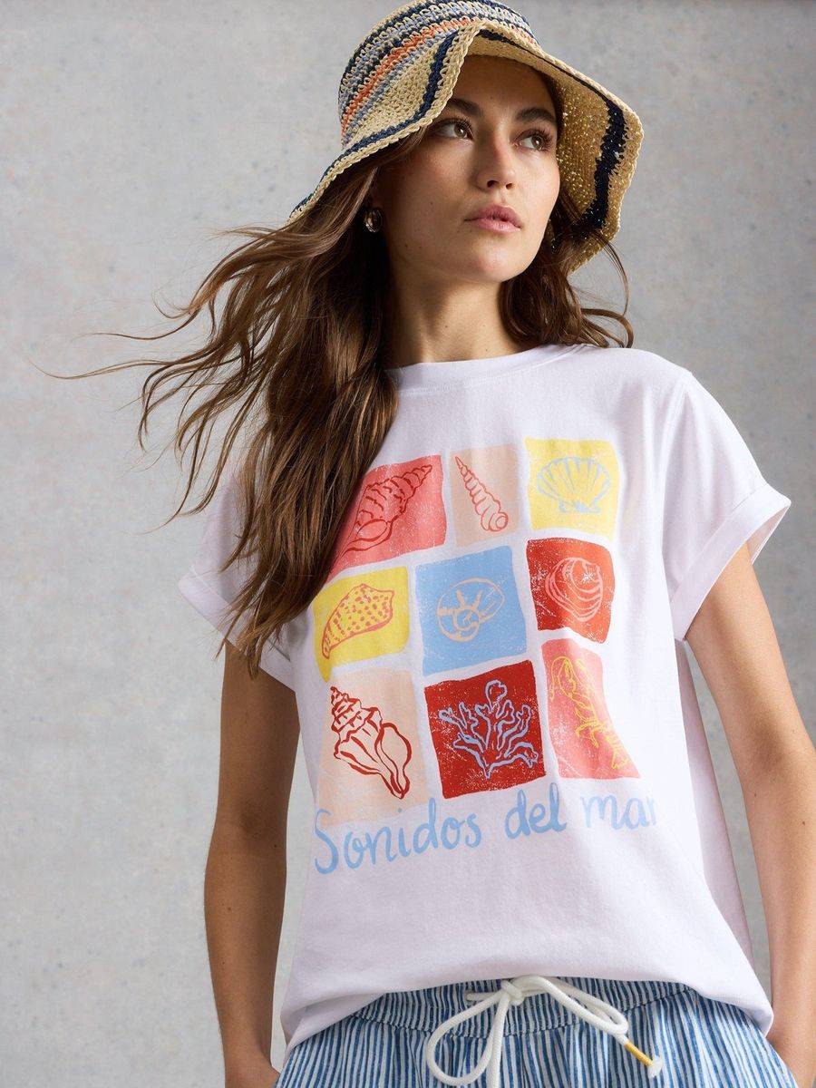 T-Shirt mit maritimem Muschel-Print