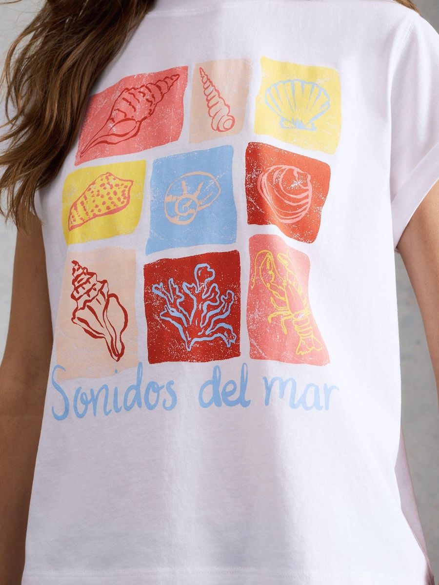 T-Shirt mit maritimem Muschel-Print