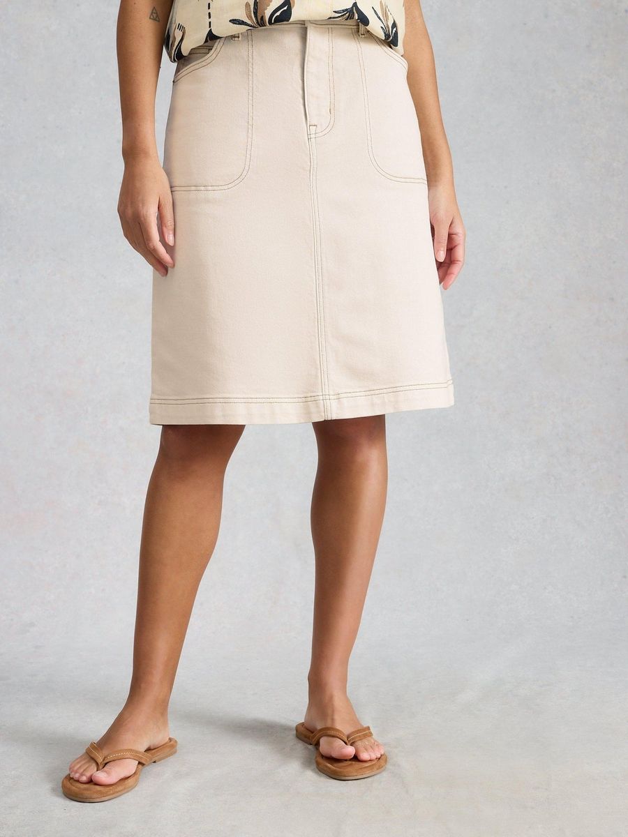 Knielanger Jeansrock aus Bio-Baumwolle