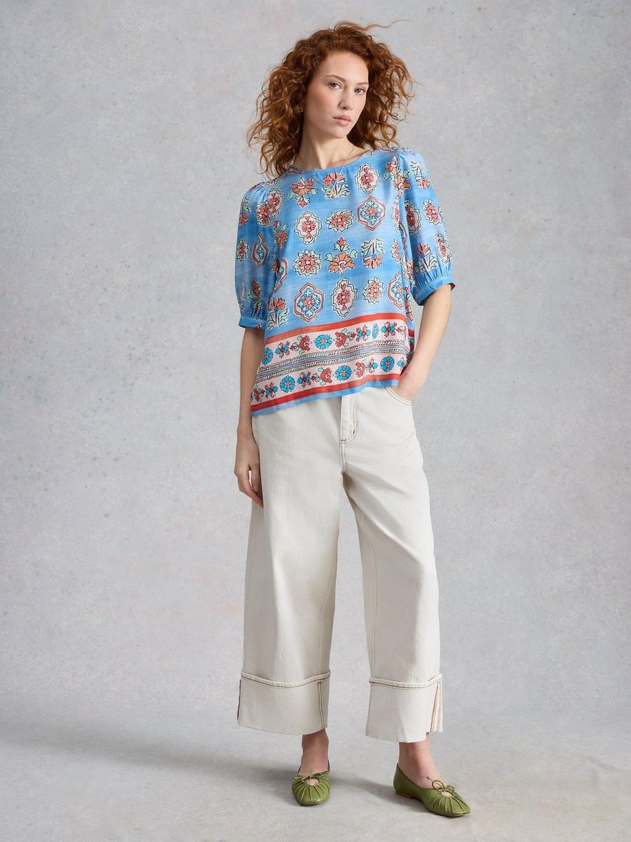 Fließendes Top mit Muschelprint