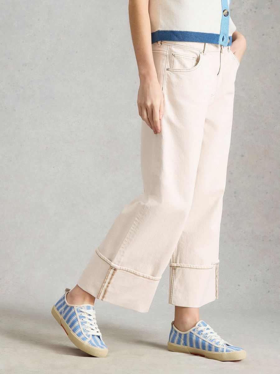 Weite Cropped-Jeans mit Umschlag