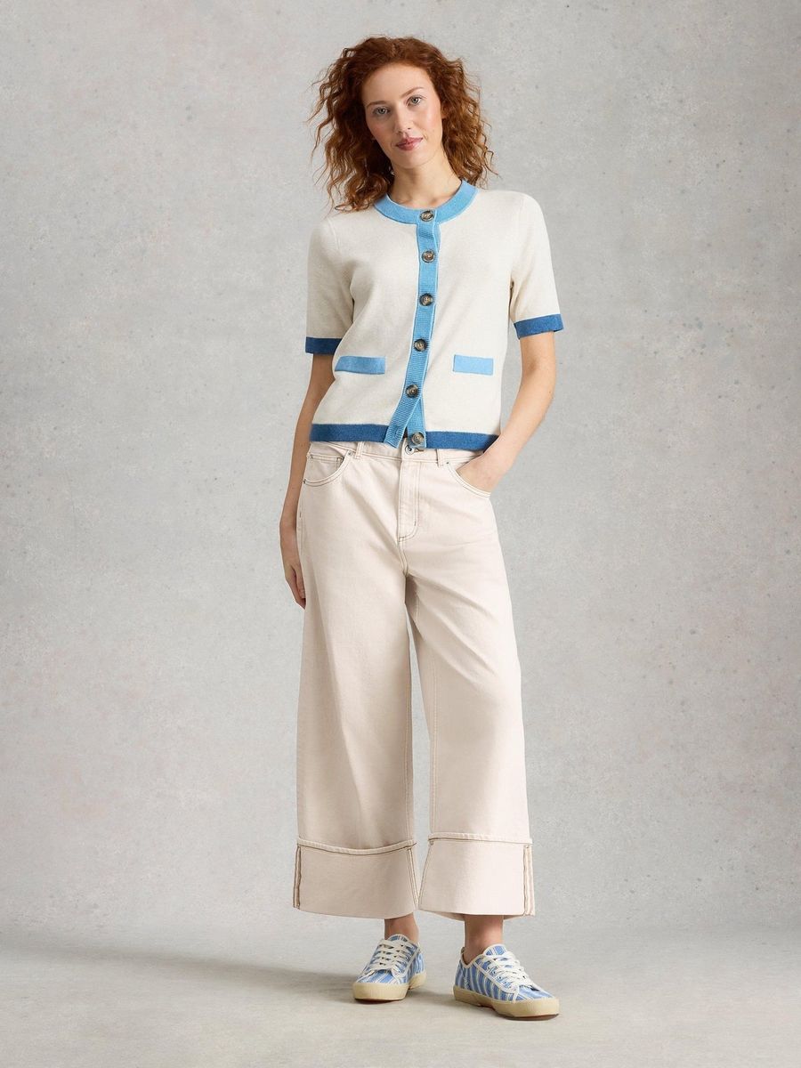 Weite Cropped-Jeans mit Umschlag