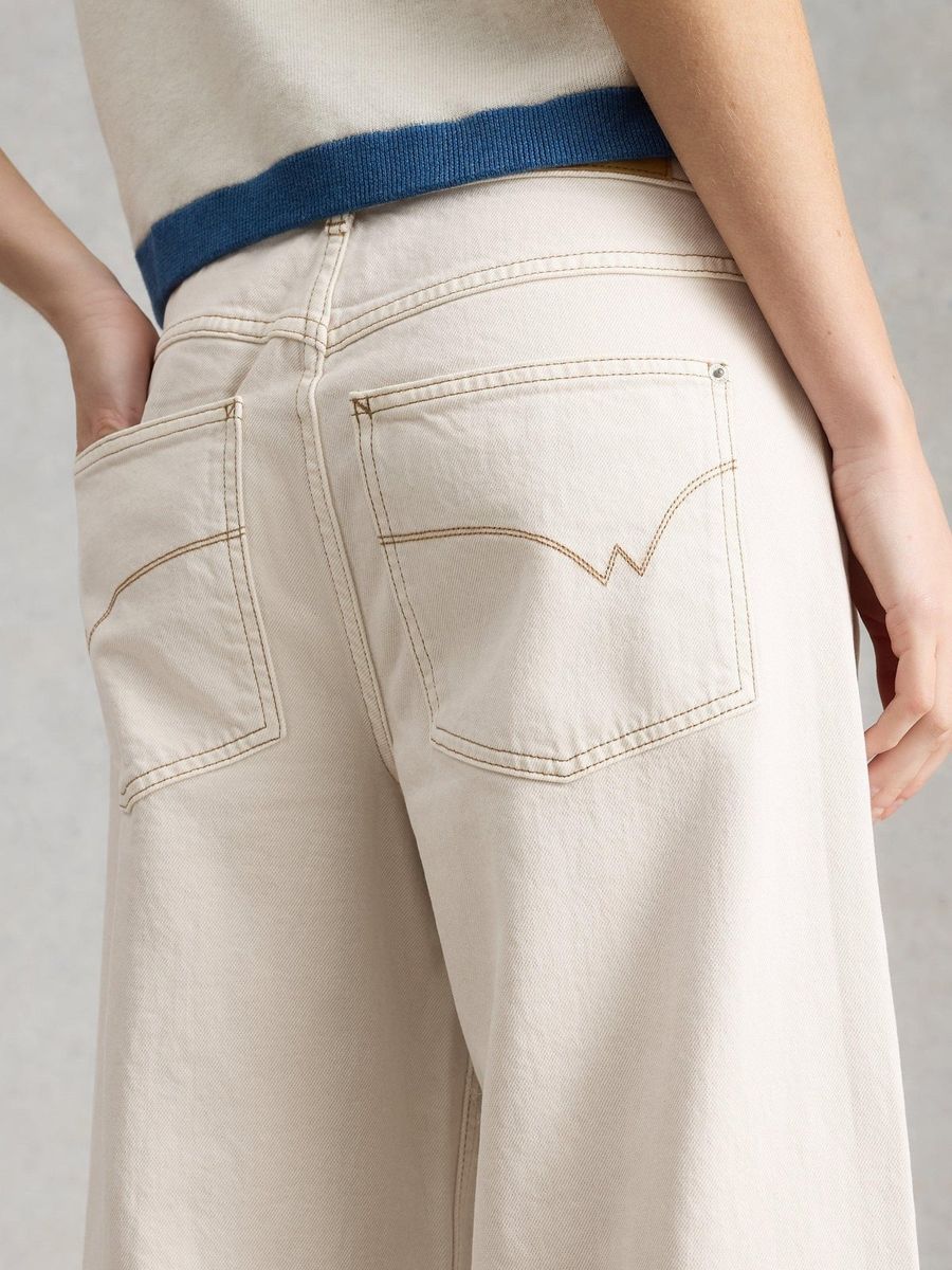 Weite Cropped-Jeans mit Umschlag