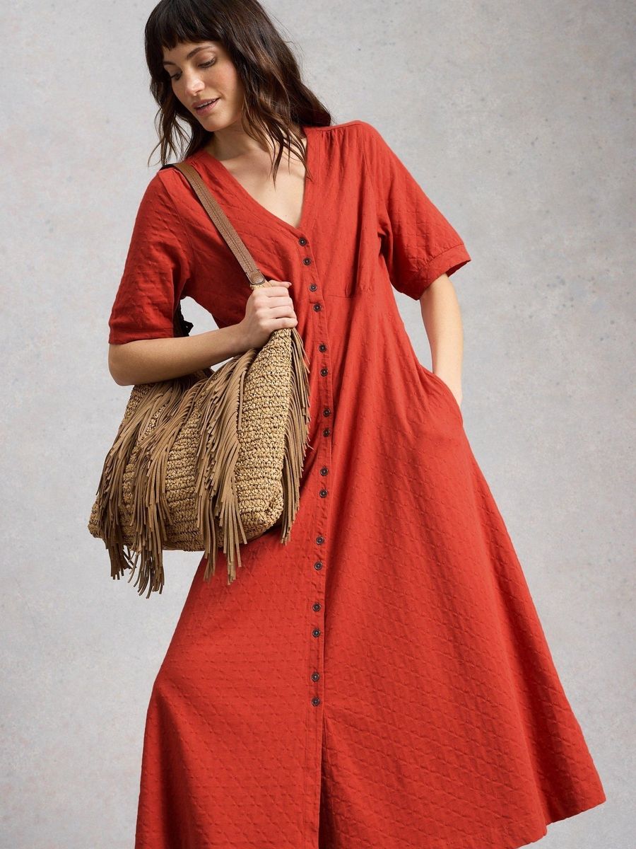 Jersey-Midikleid mit Knopfleiste