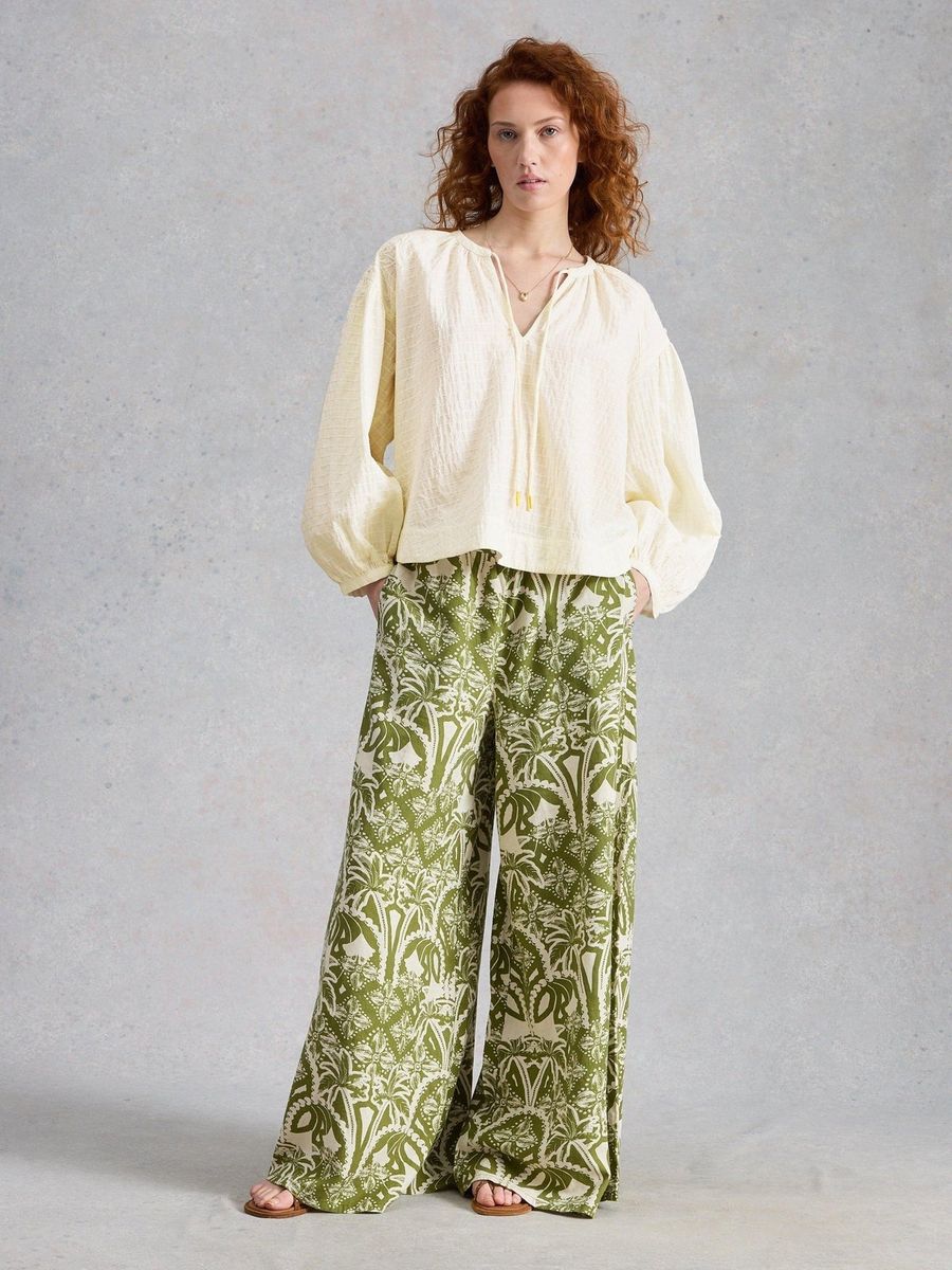 Bestickte Bluse aus Crinkle-Baumwolle