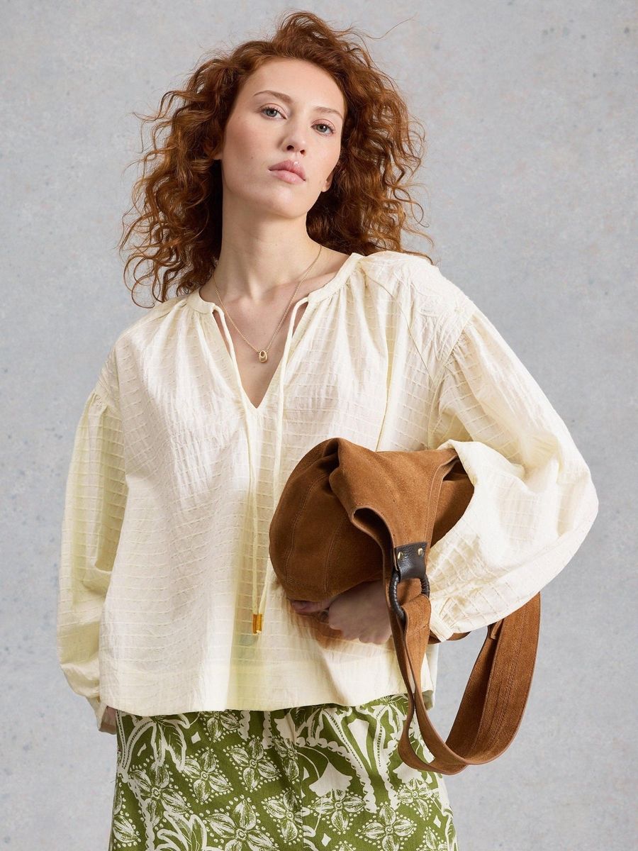 Bestickte Bluse aus Crinkle-Baumwolle