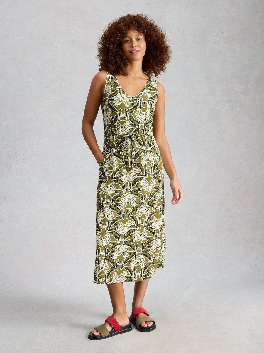 Jersey-Midikleid mit floralem Muster