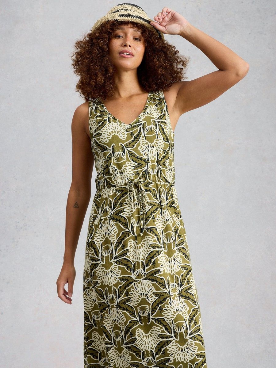 Jersey-Midikleid mit floralem Muster