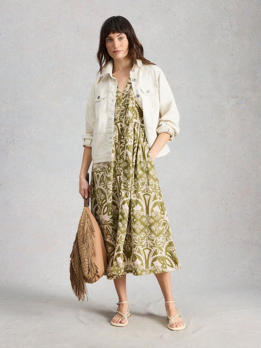 Midi-Kleid Fern aus Leinenmischung