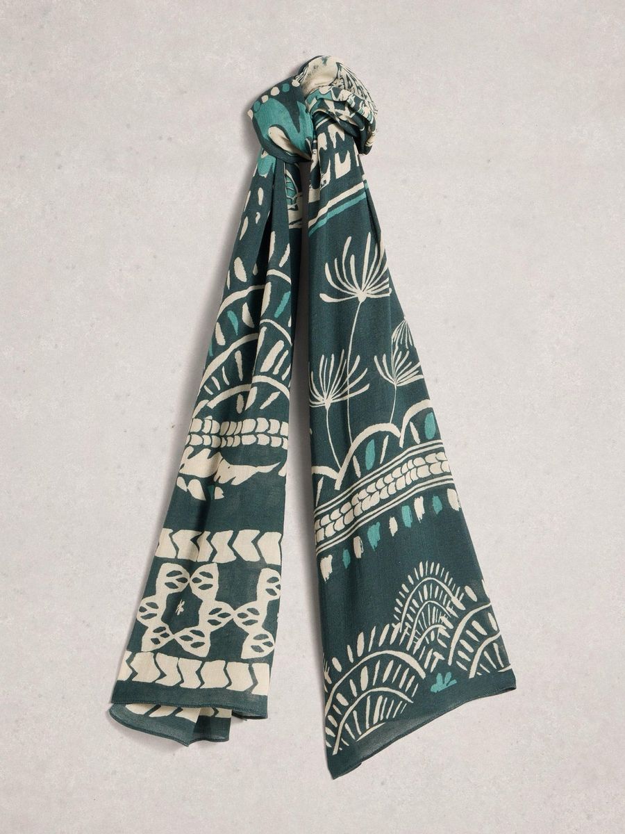Leichter Schal mit botanischem Print
