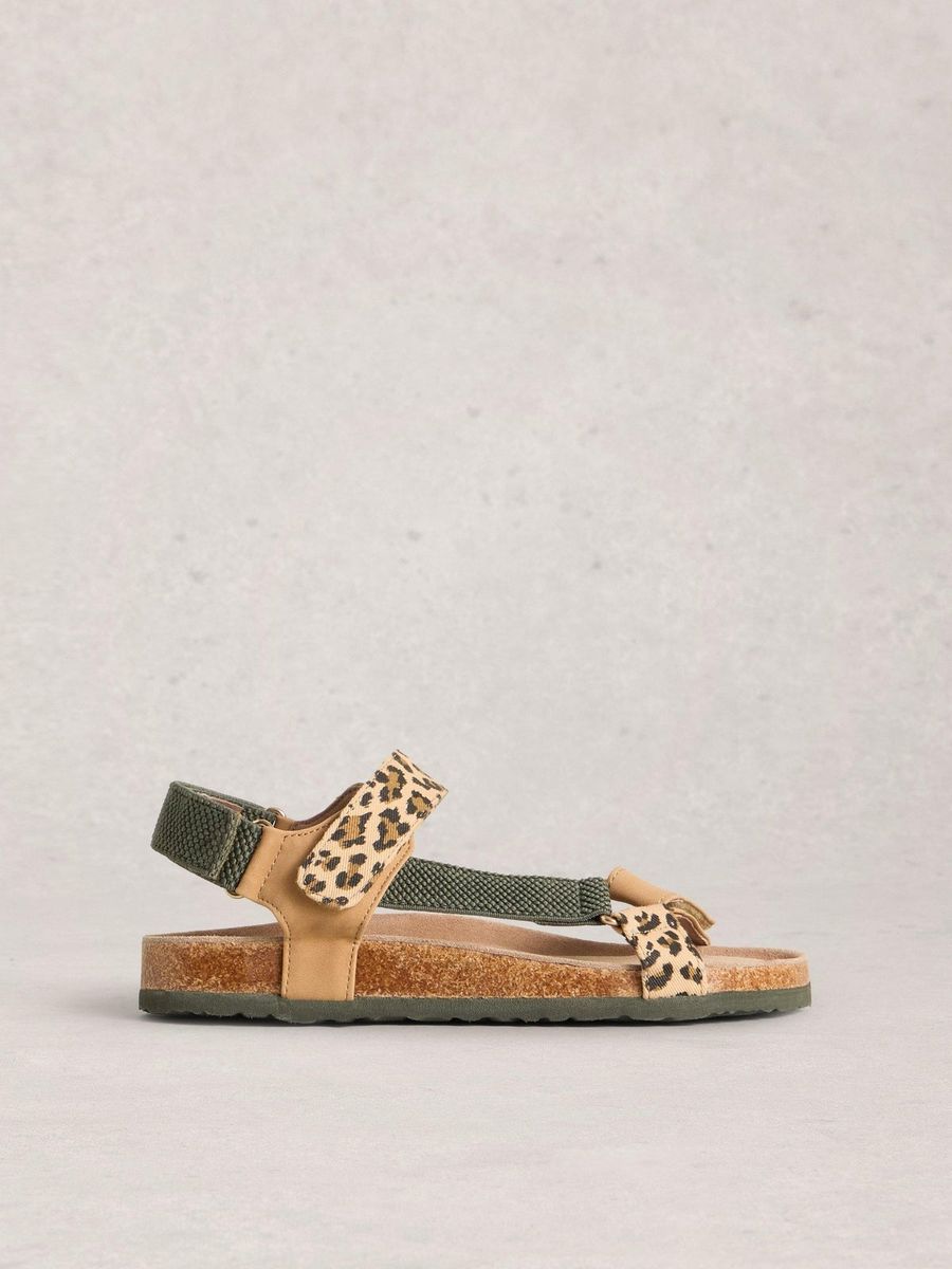 Trekking-Sandalen mit Leopardenmuster und Fußbett