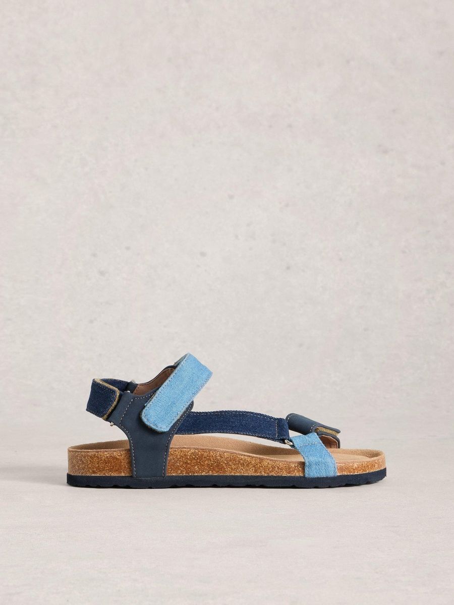 Trekking-Sandalen im Denim-Look mit Fußbett