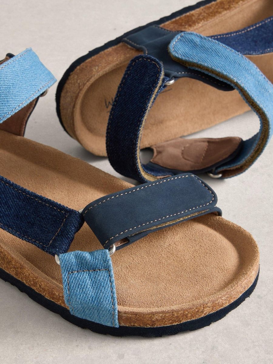 Trekking-Sandalen im Denim-Look mit Fußbett