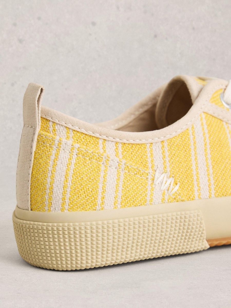 Gestreifte Canvas-Sneaker mit Stickerei