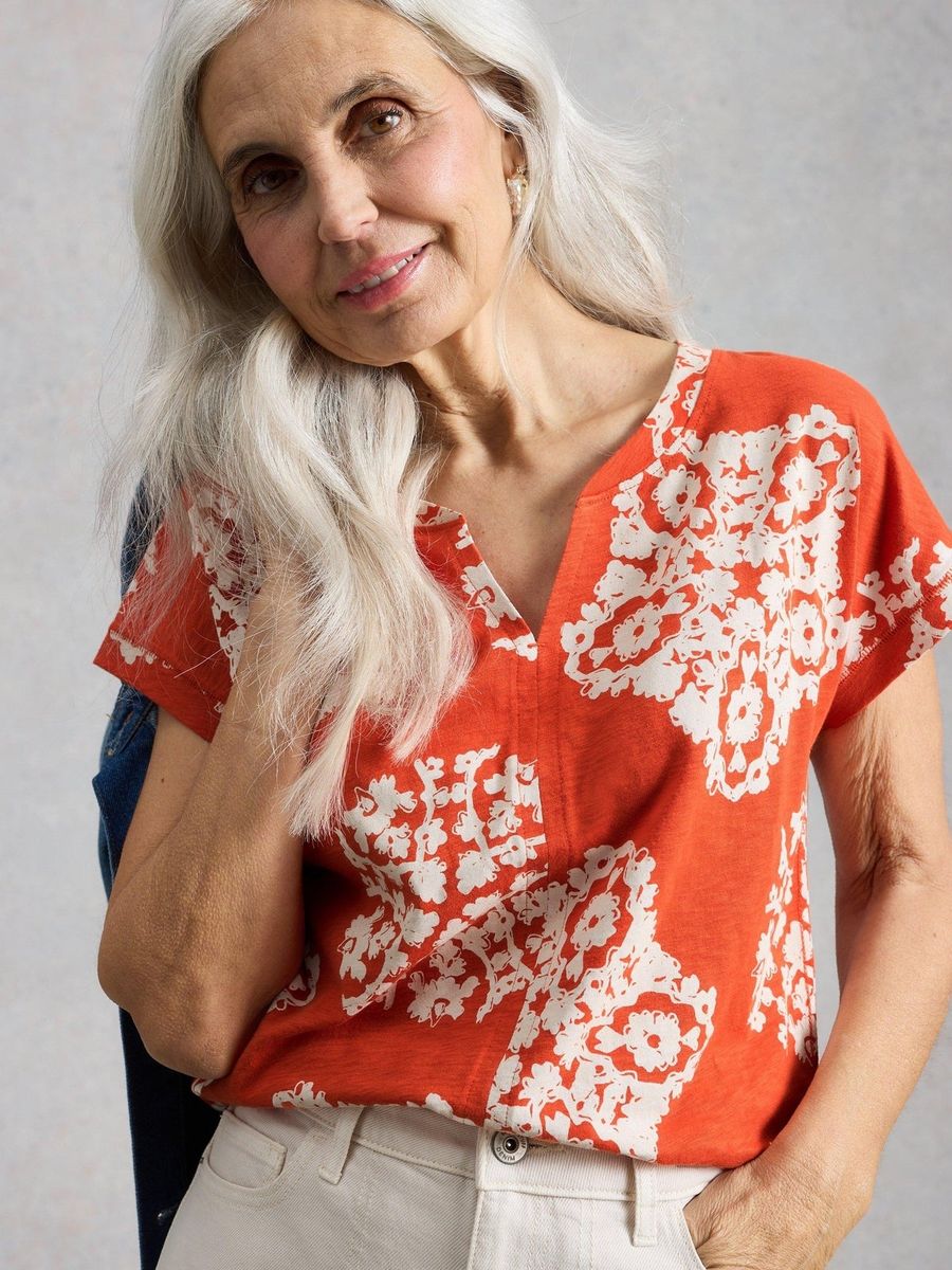 Baumwoll-T-Shirt mit floralem Print