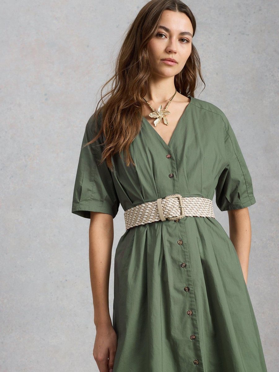 Bio-Baumwoll-Midikleid mit Knopfleiste