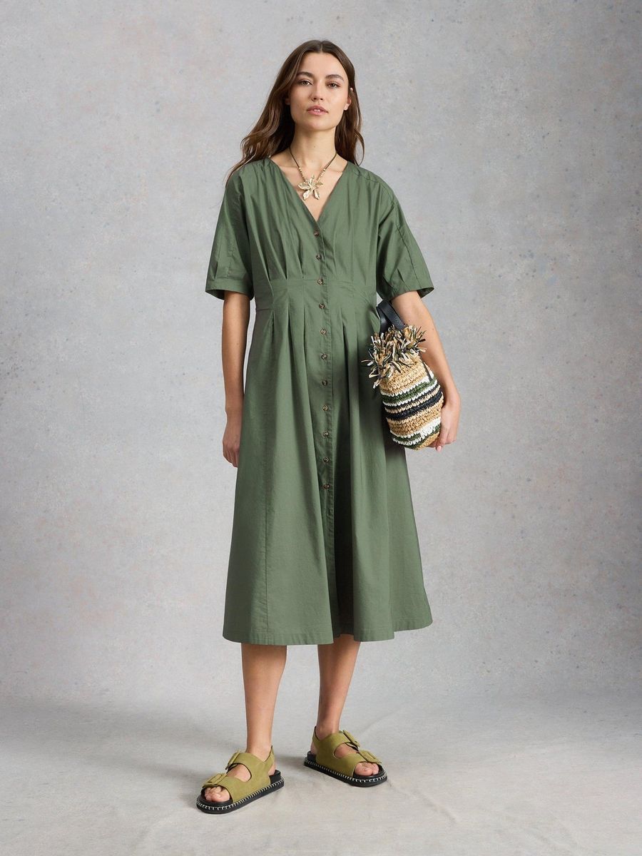 Bio-Baumwoll-Midikleid mit Knopfleiste