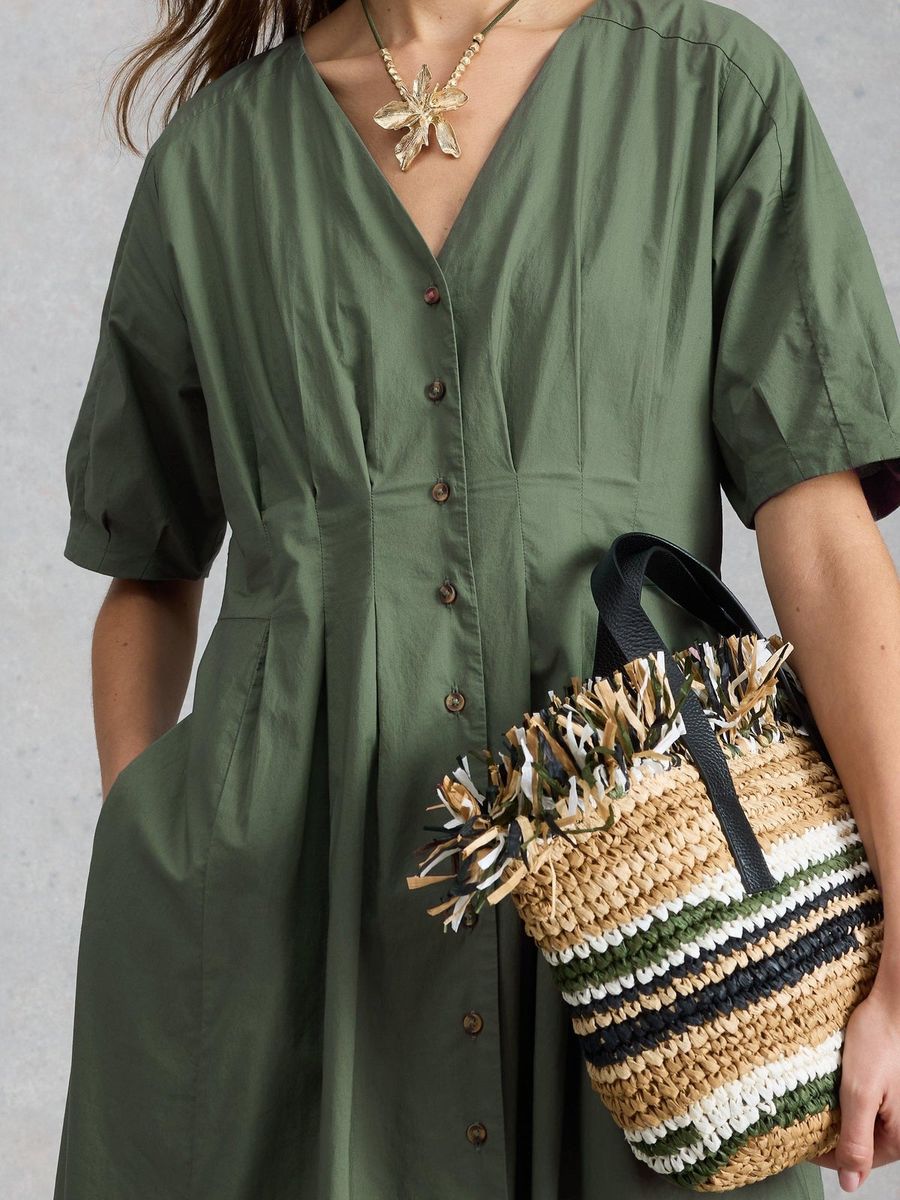 Bio-Baumwoll-Midikleid mit Knopfleiste