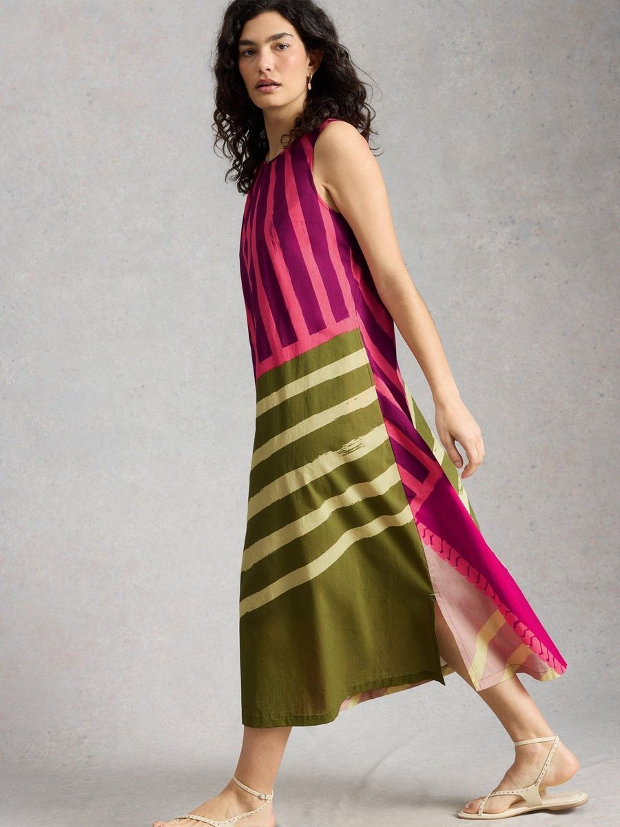 Ärmelloses Maxikleid mit geometrischem Muster