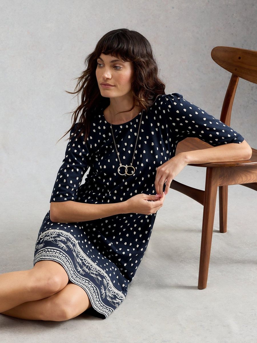 Bedrucktes Jersey-Midi mit Taschen