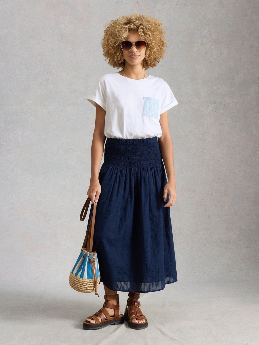 Baumwoll-T-Shirt mit bestickter Tasche