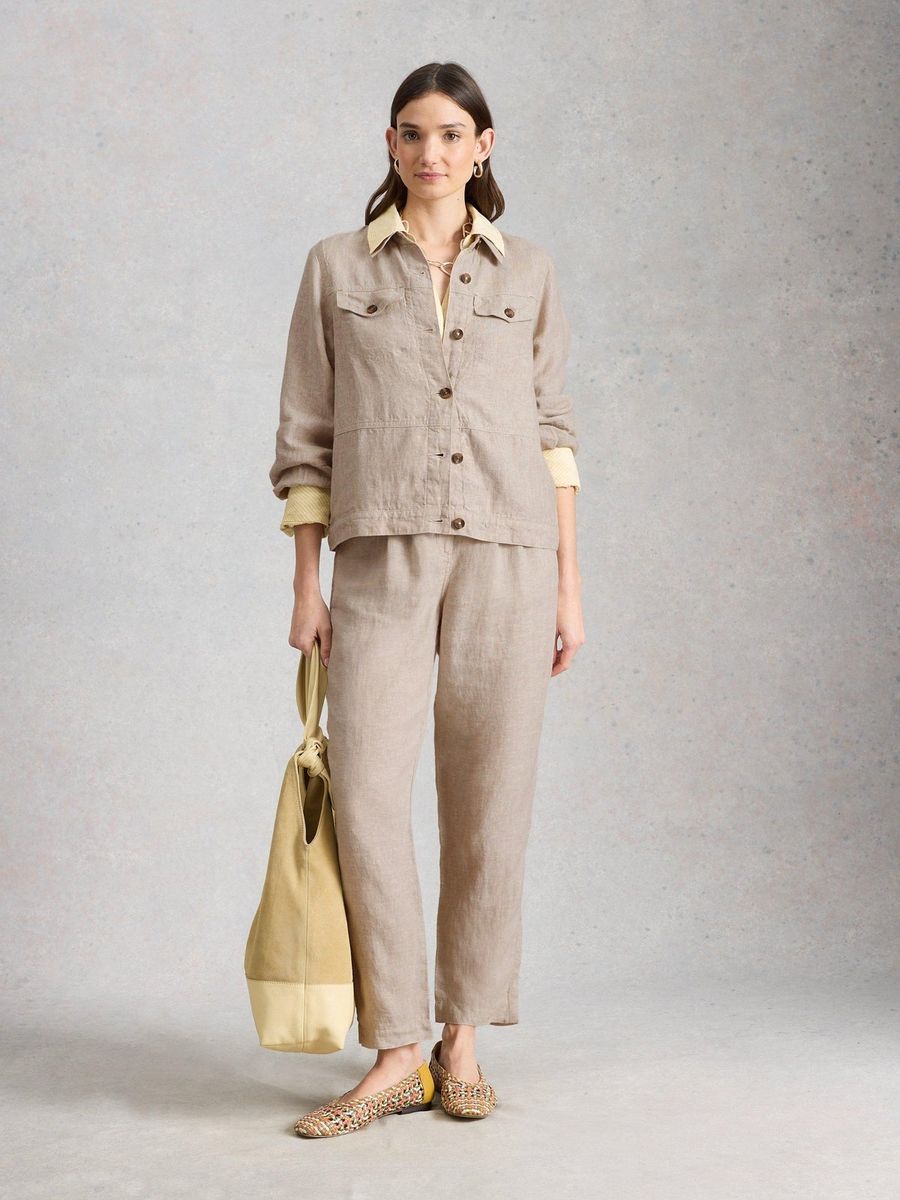 Leichte Utility-Jacke aus reinem Leinen