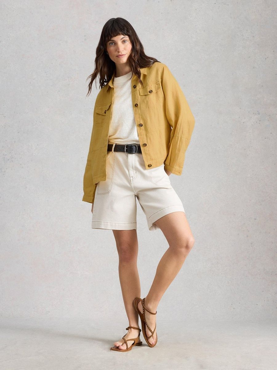 Leichte Utility-Jacke aus Reinem Leinen