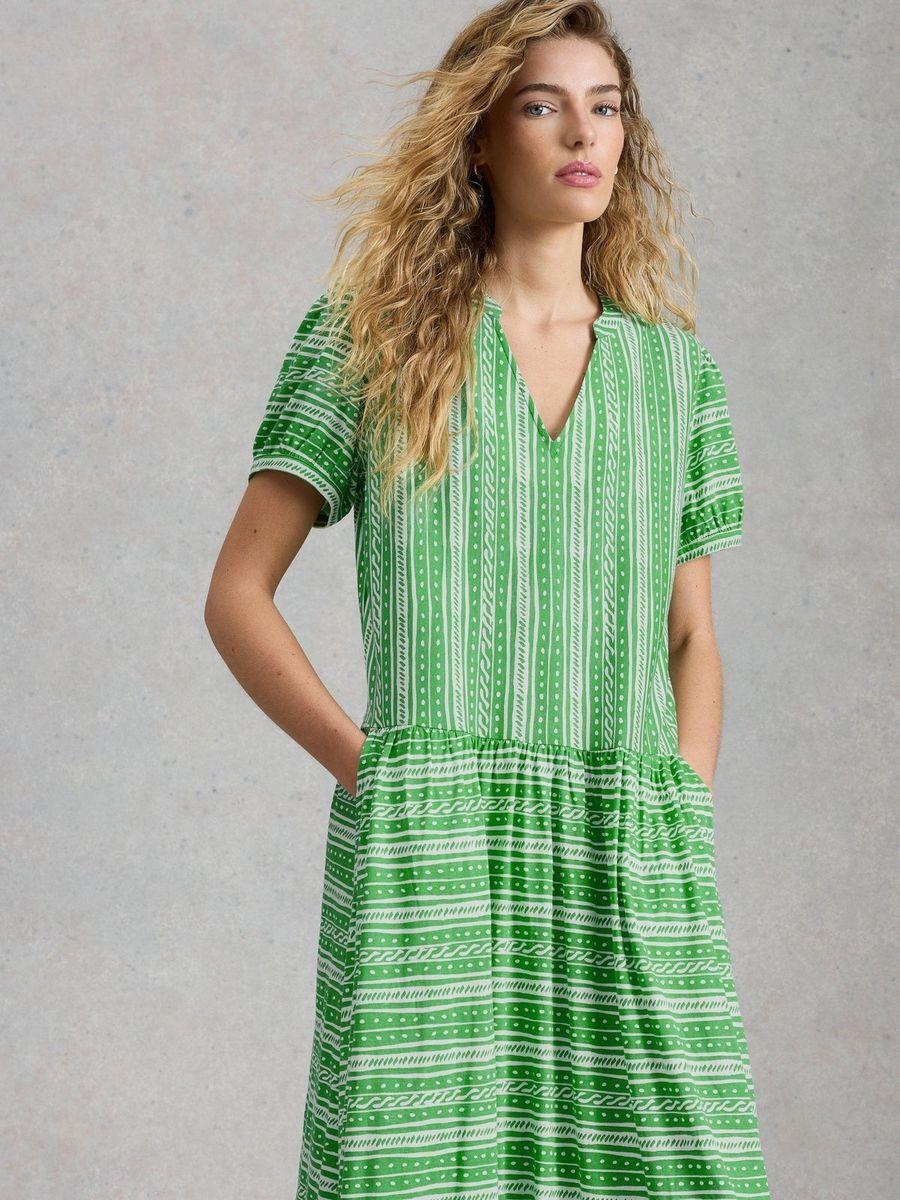 Jersey-Midikleid mit malerischem Print