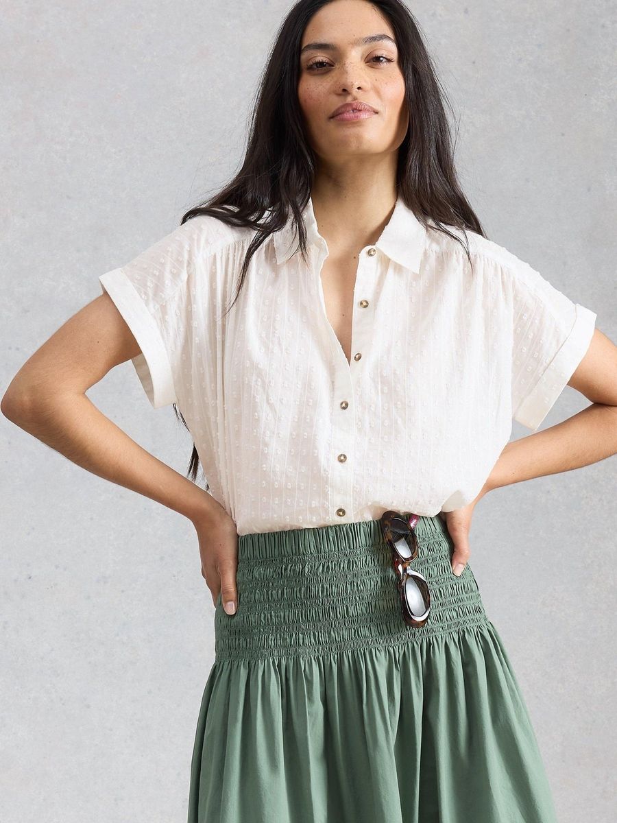 Lockere bestickte Baumwollbluse