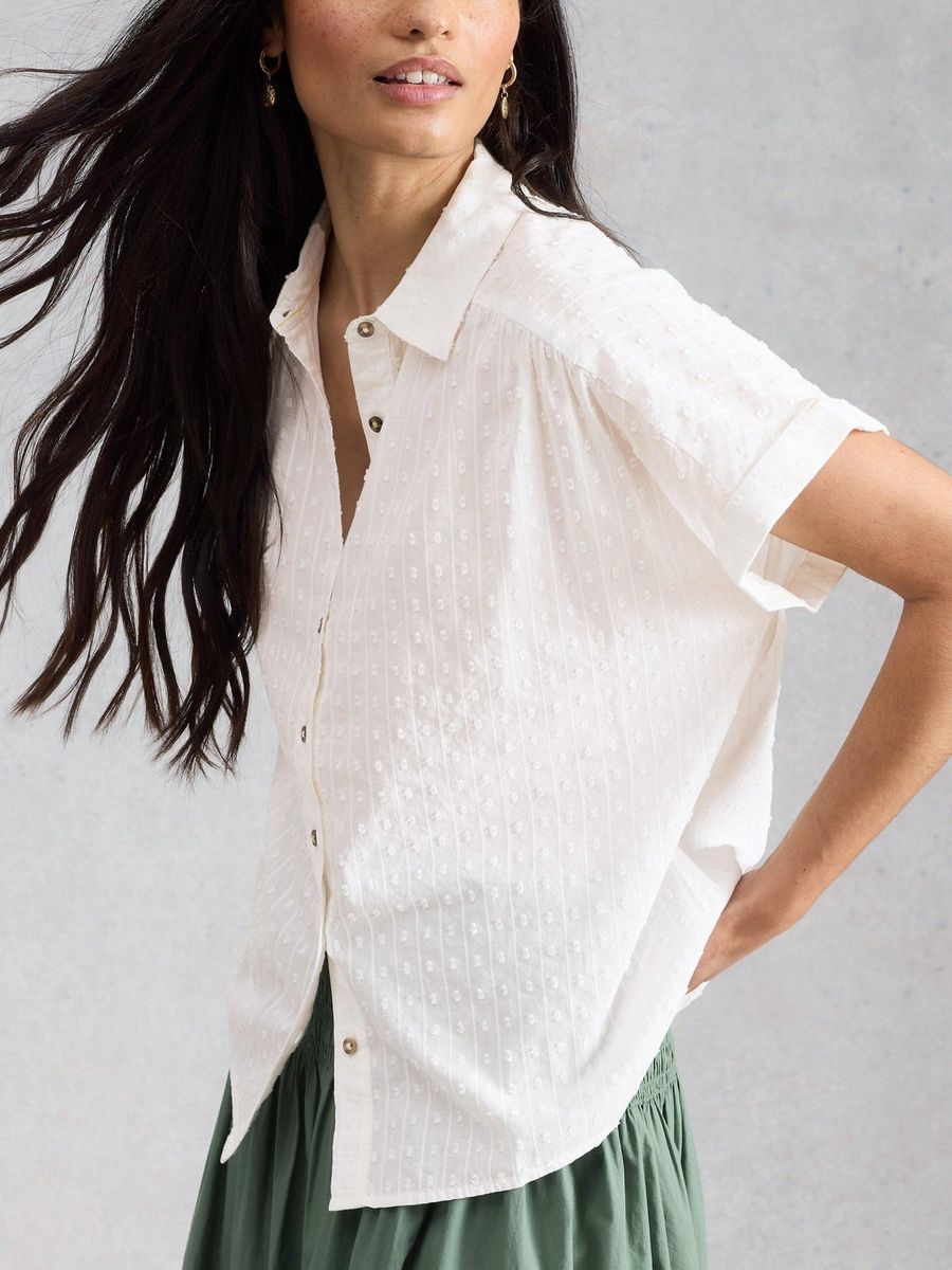 Lockere bestickte Baumwollbluse
