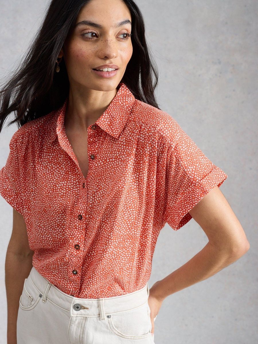 Bio-Baumwollbluse mit Herzmuster