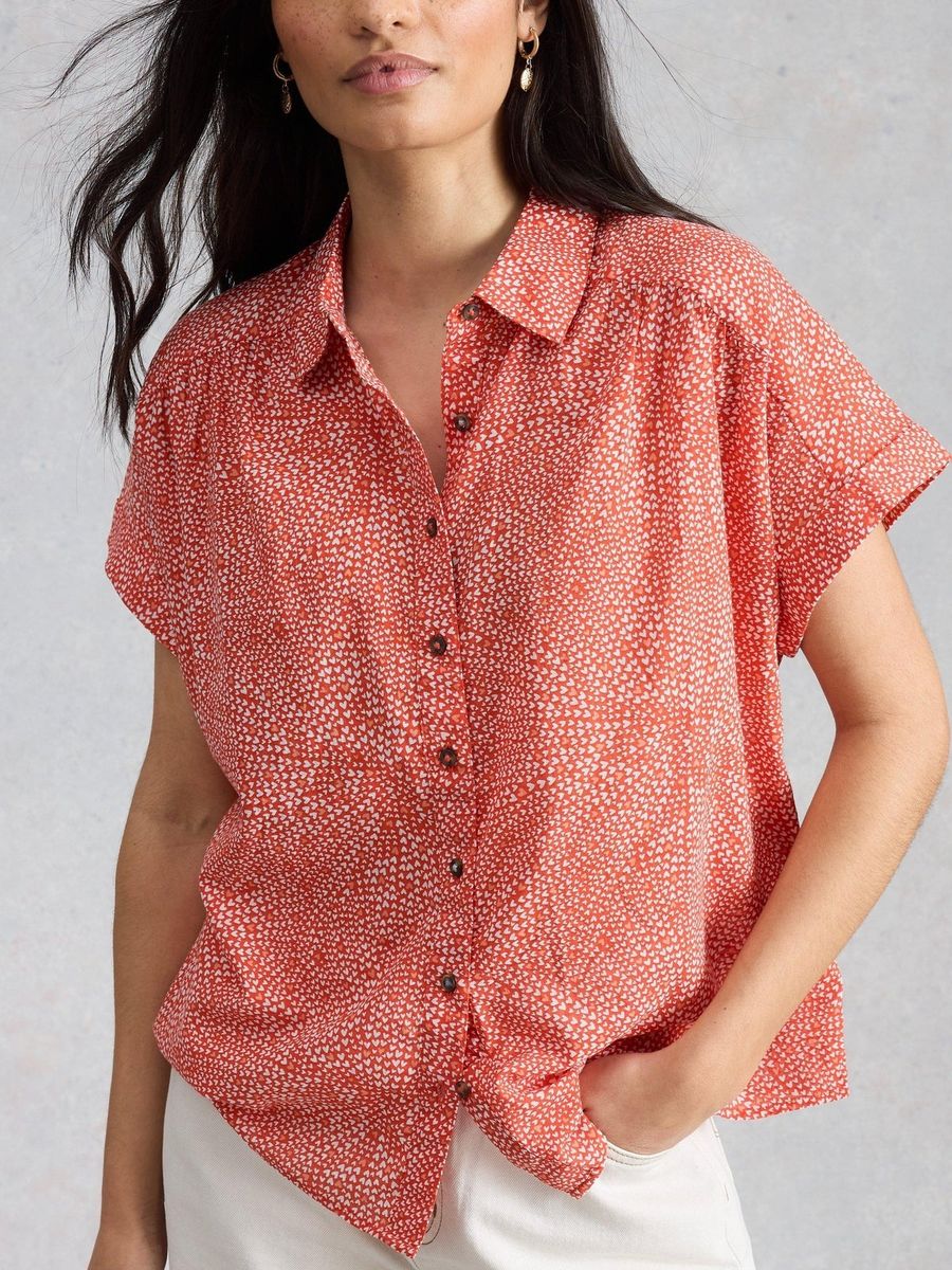 Bio-Baumwollbluse mit Herzmuster