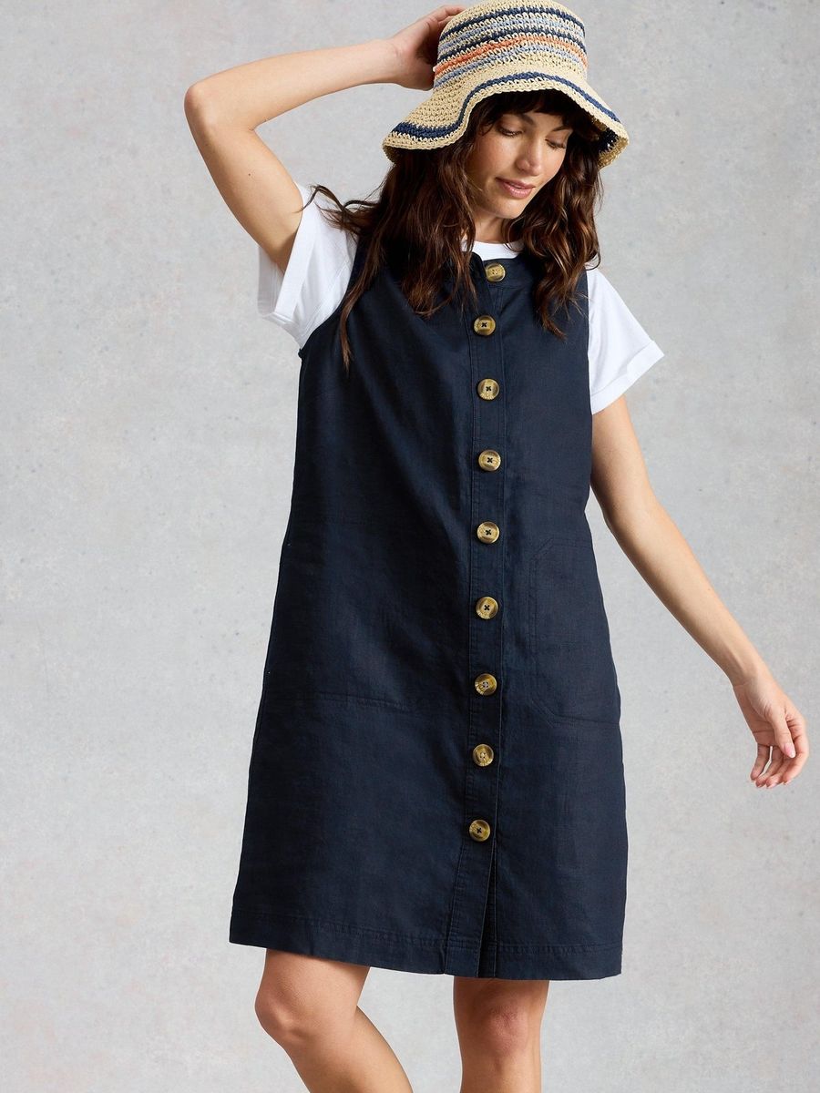 Leinenkleid mit Knopfleiste