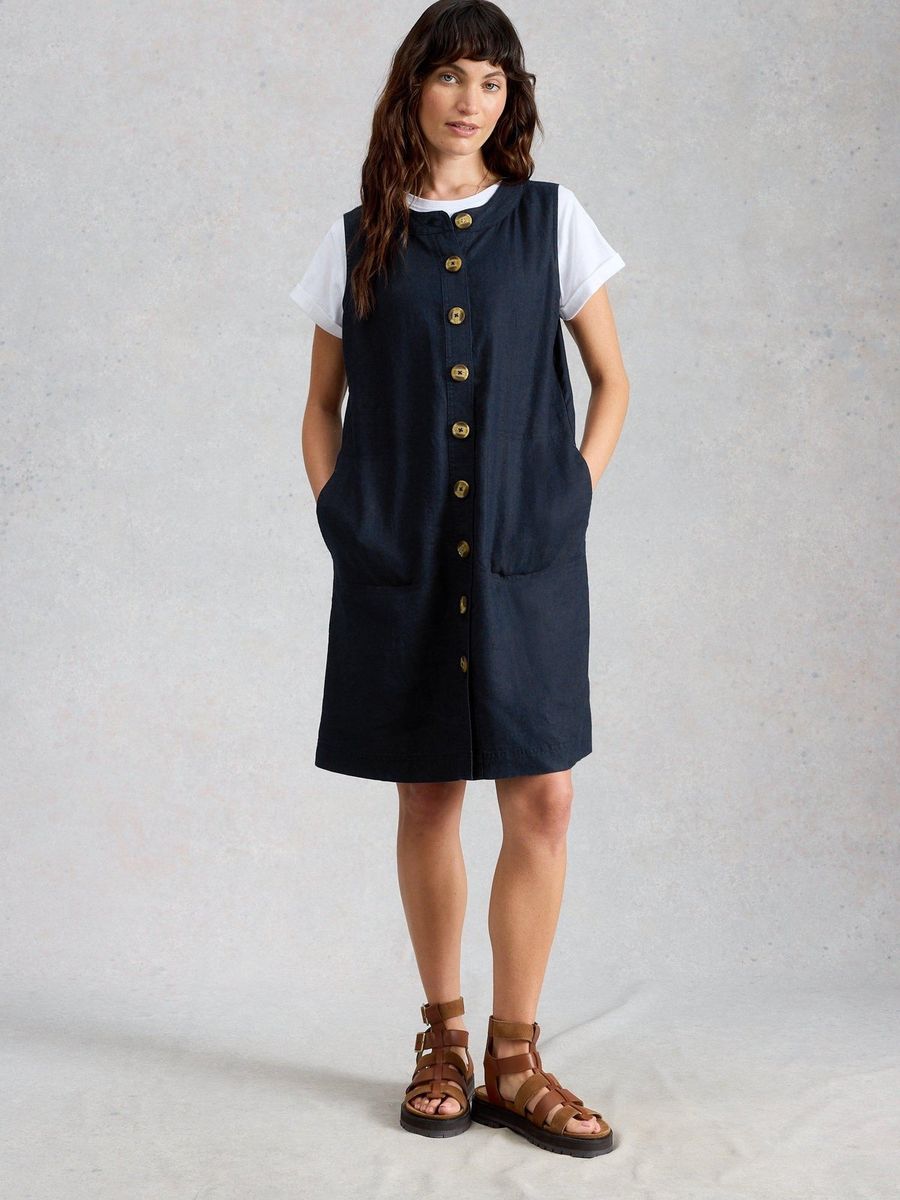 Leinenkleid mit Knopfleiste