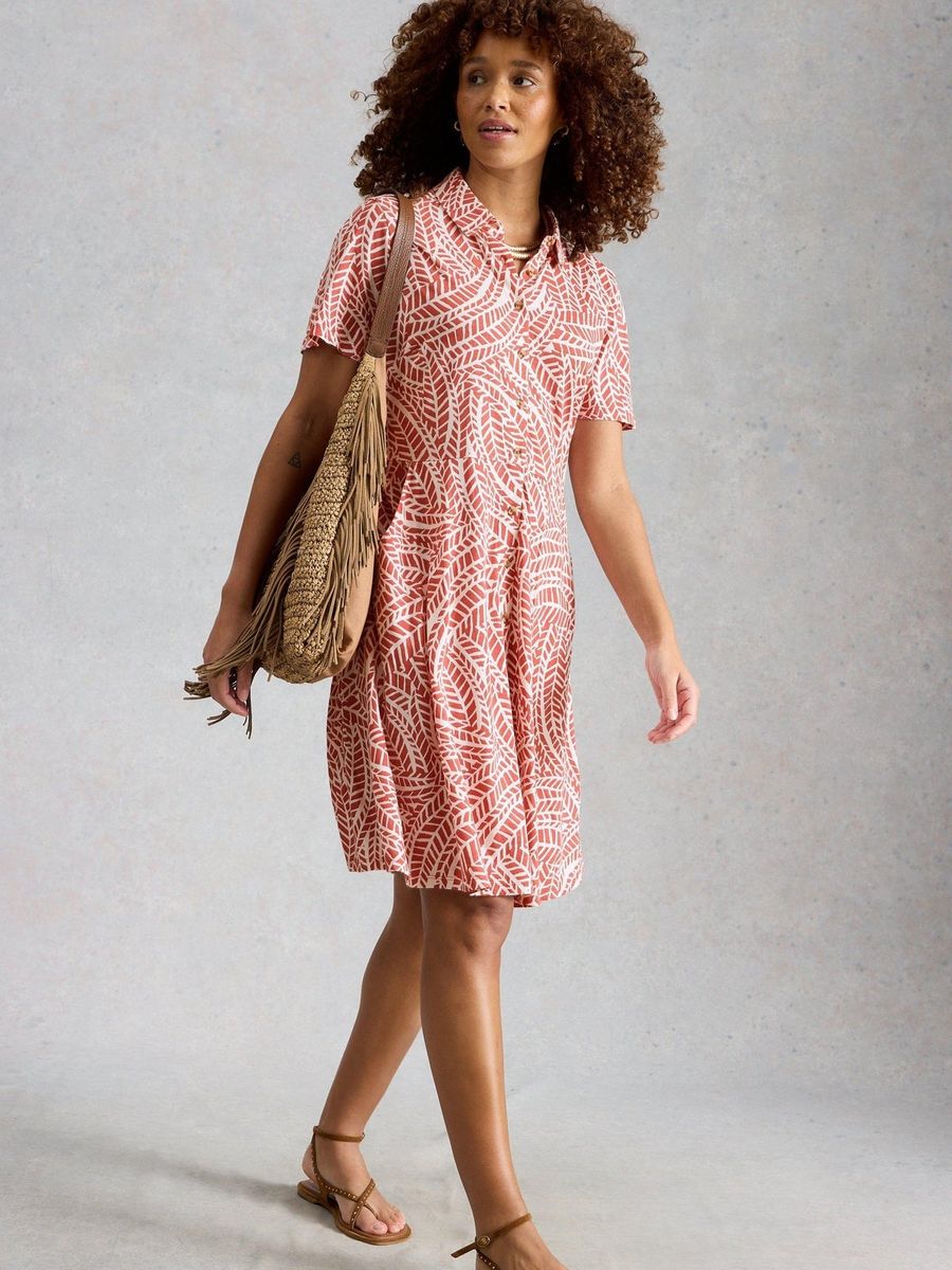 Bedrucktes Jersey-Blusenkleid mit Taschen