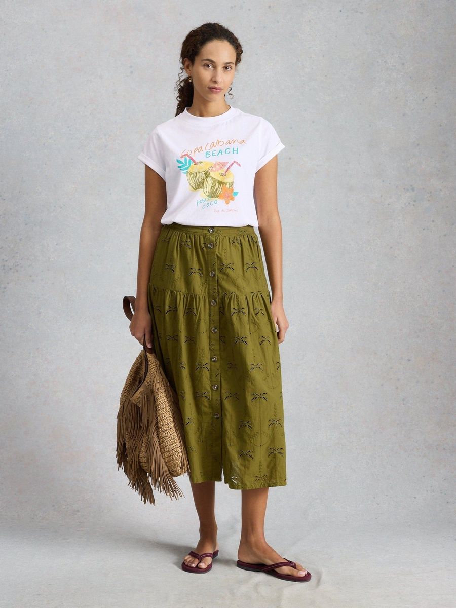 Grafik-T-Shirt mit tropischem Kokosnuss-Print