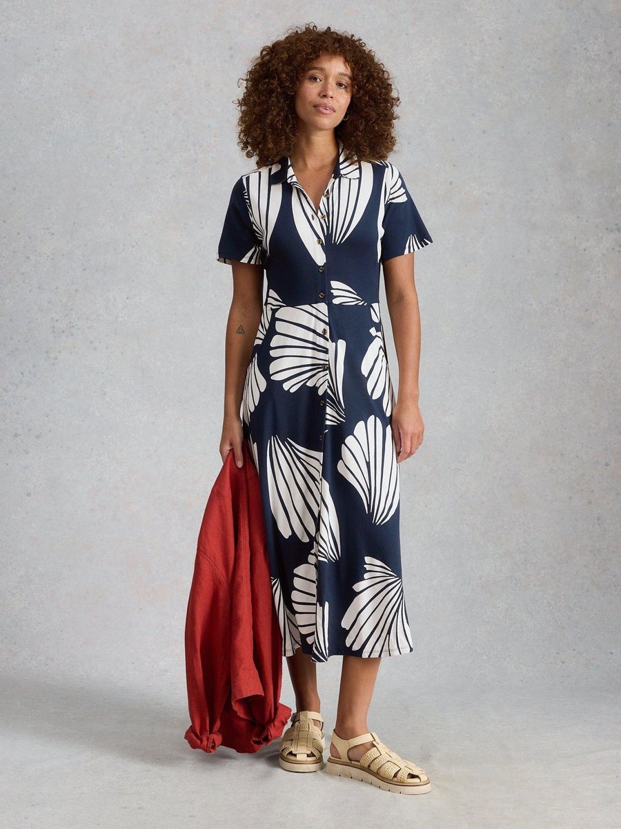 Jersey-Blusenkleid mit Muschel-Print