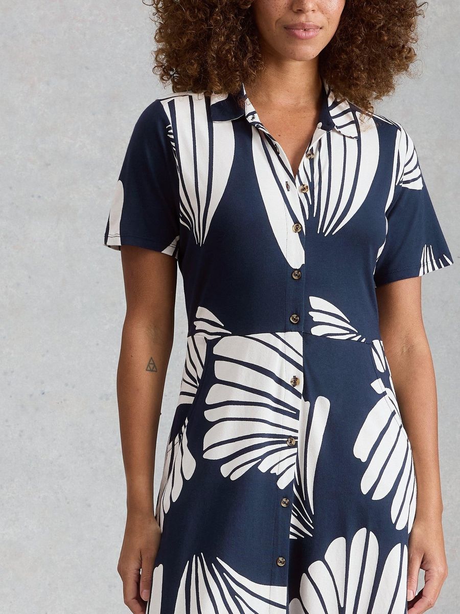 Jersey-Blusenkleid mit Muschel-Print