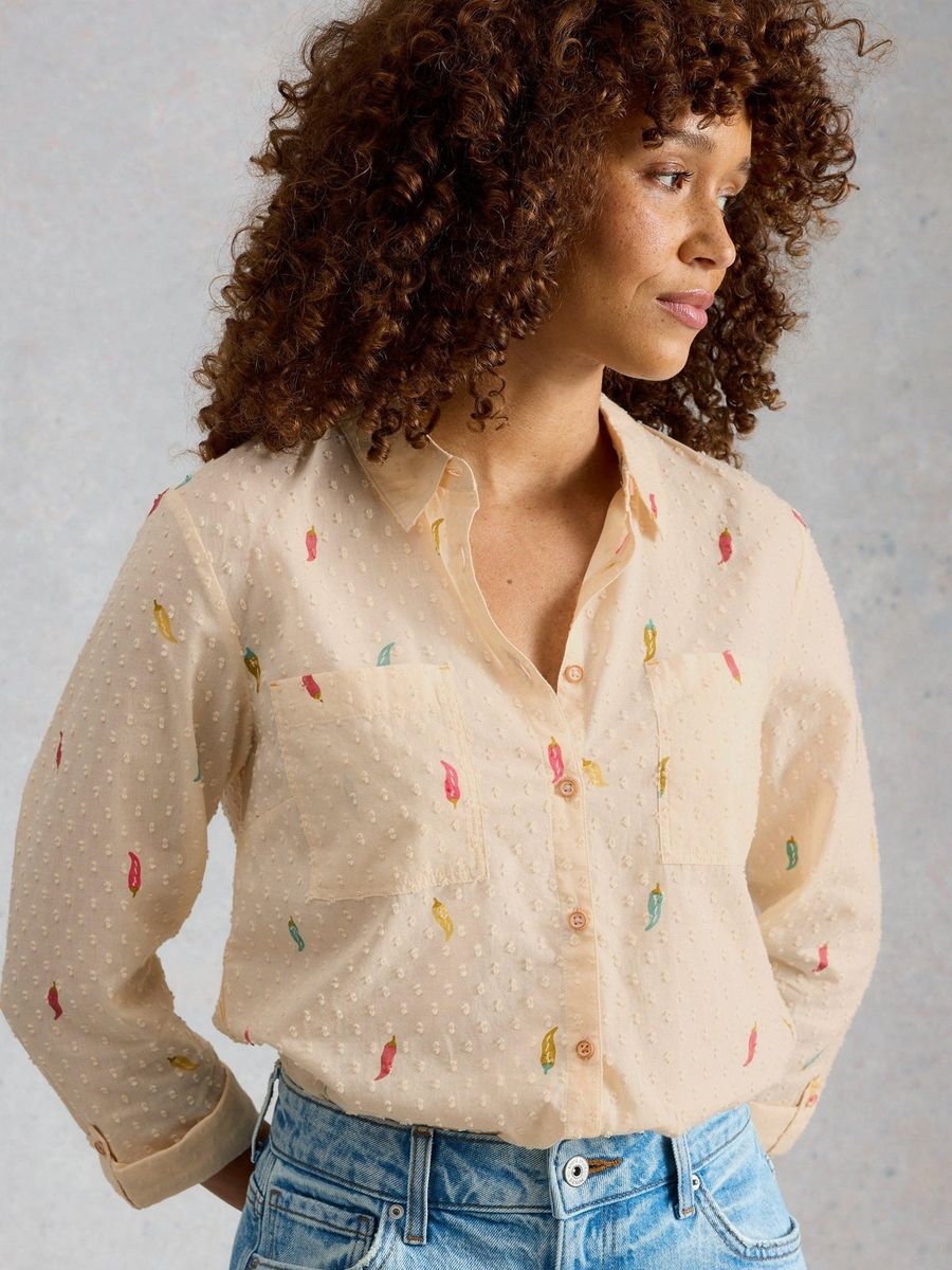 Verspielte Bluse mit Chili-Print
