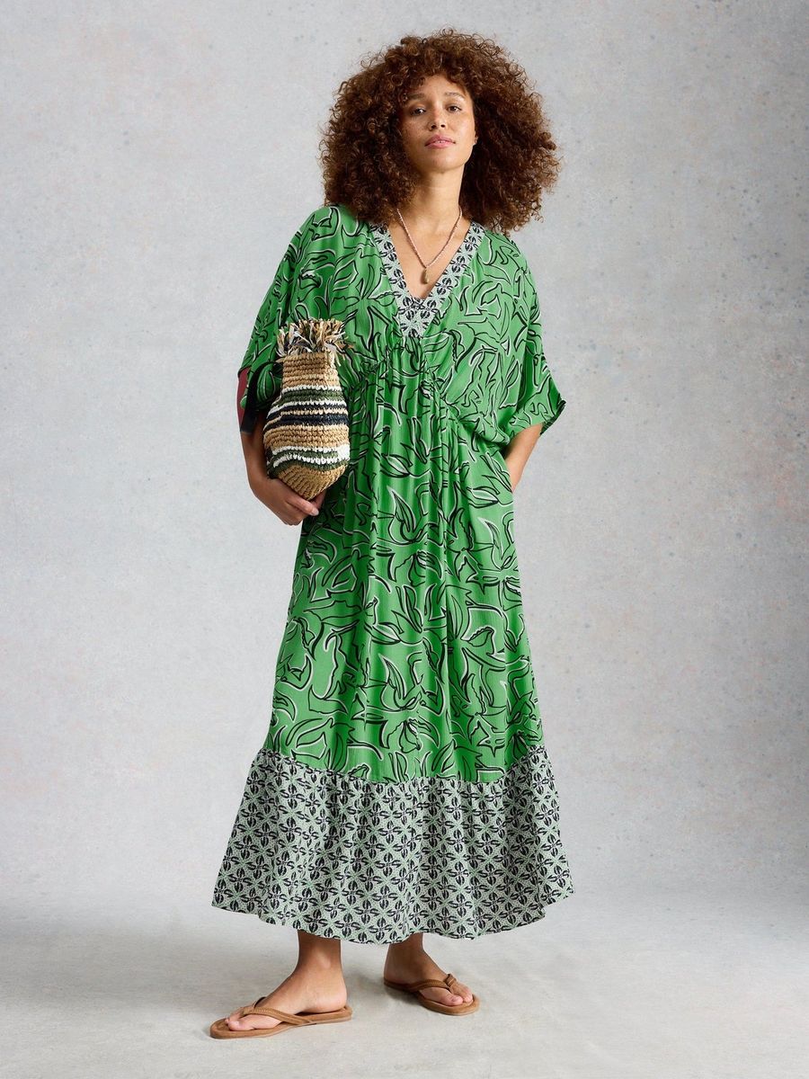 Fließendes Kaftan-Strandkleid mit Muster