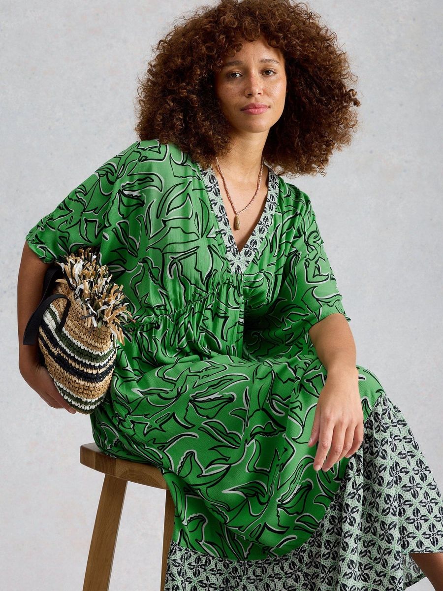 Fließendes Kaftan-Strandkleid mit Muster