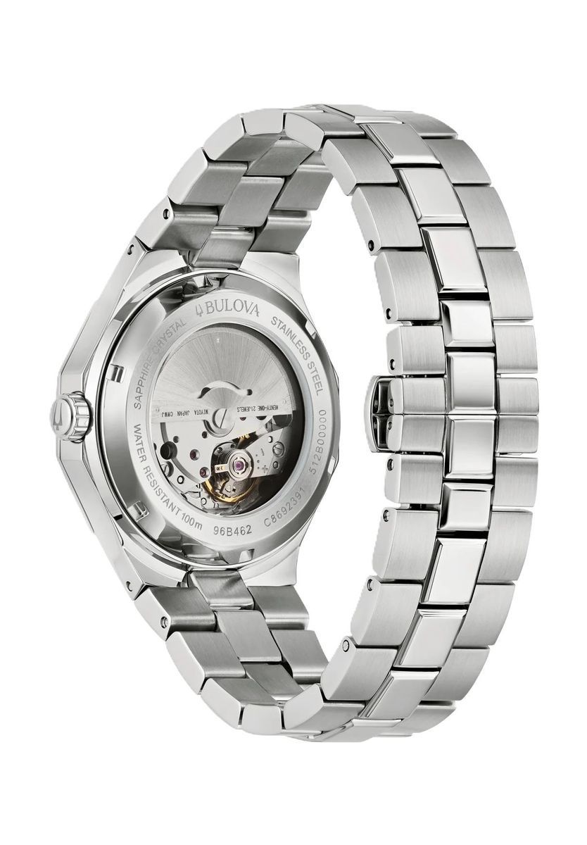 Elegante automatische Uhr mit geometrischer Lünette