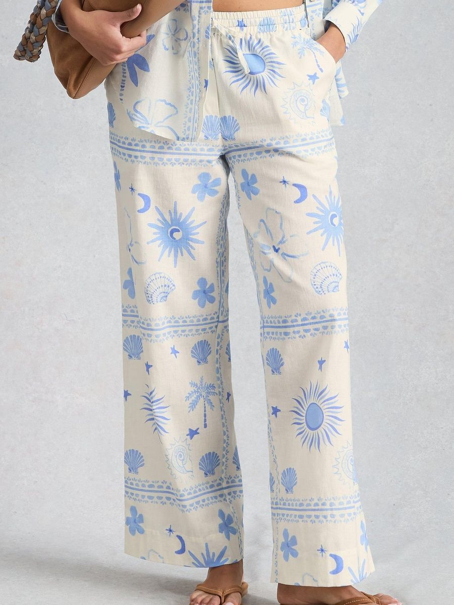 Weite Hose mit Strandmotiven