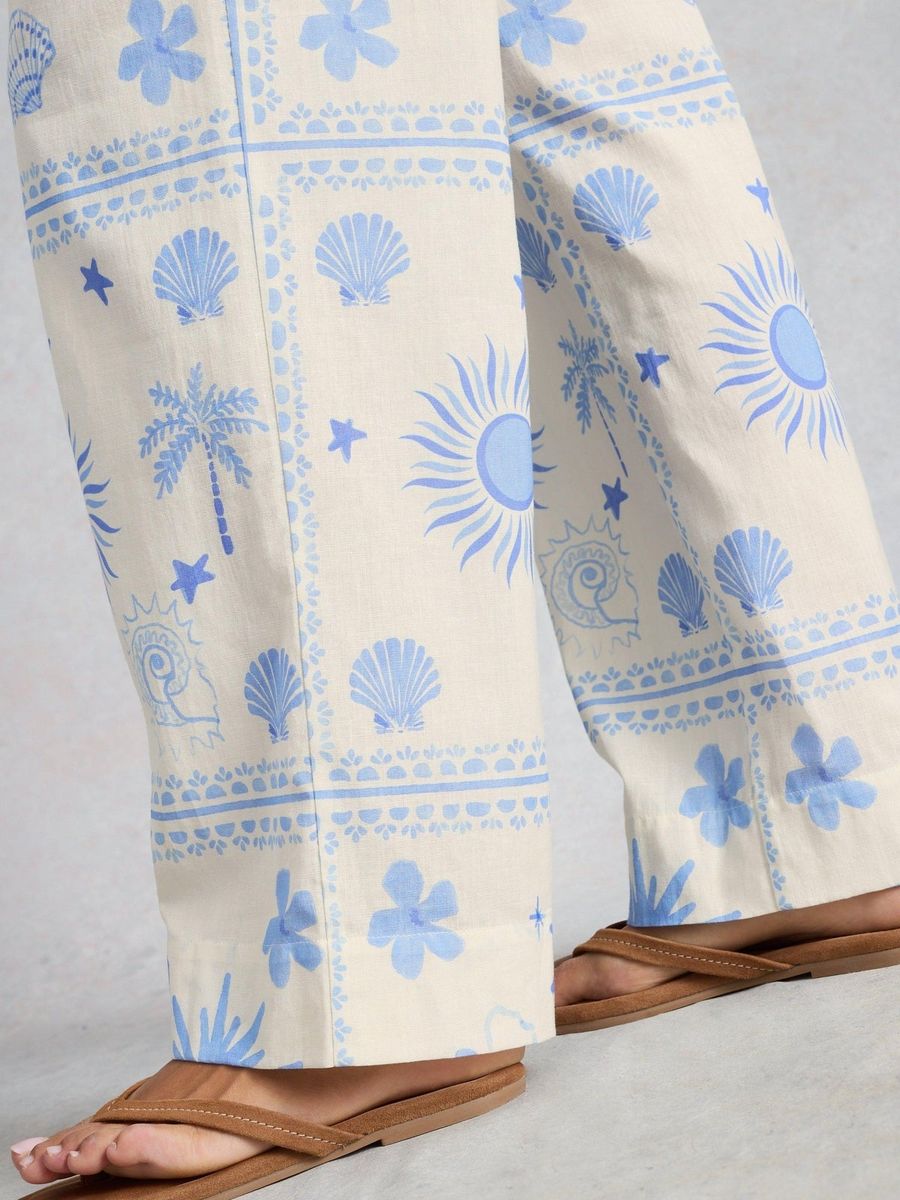 Weite Hose mit Strandmotiven