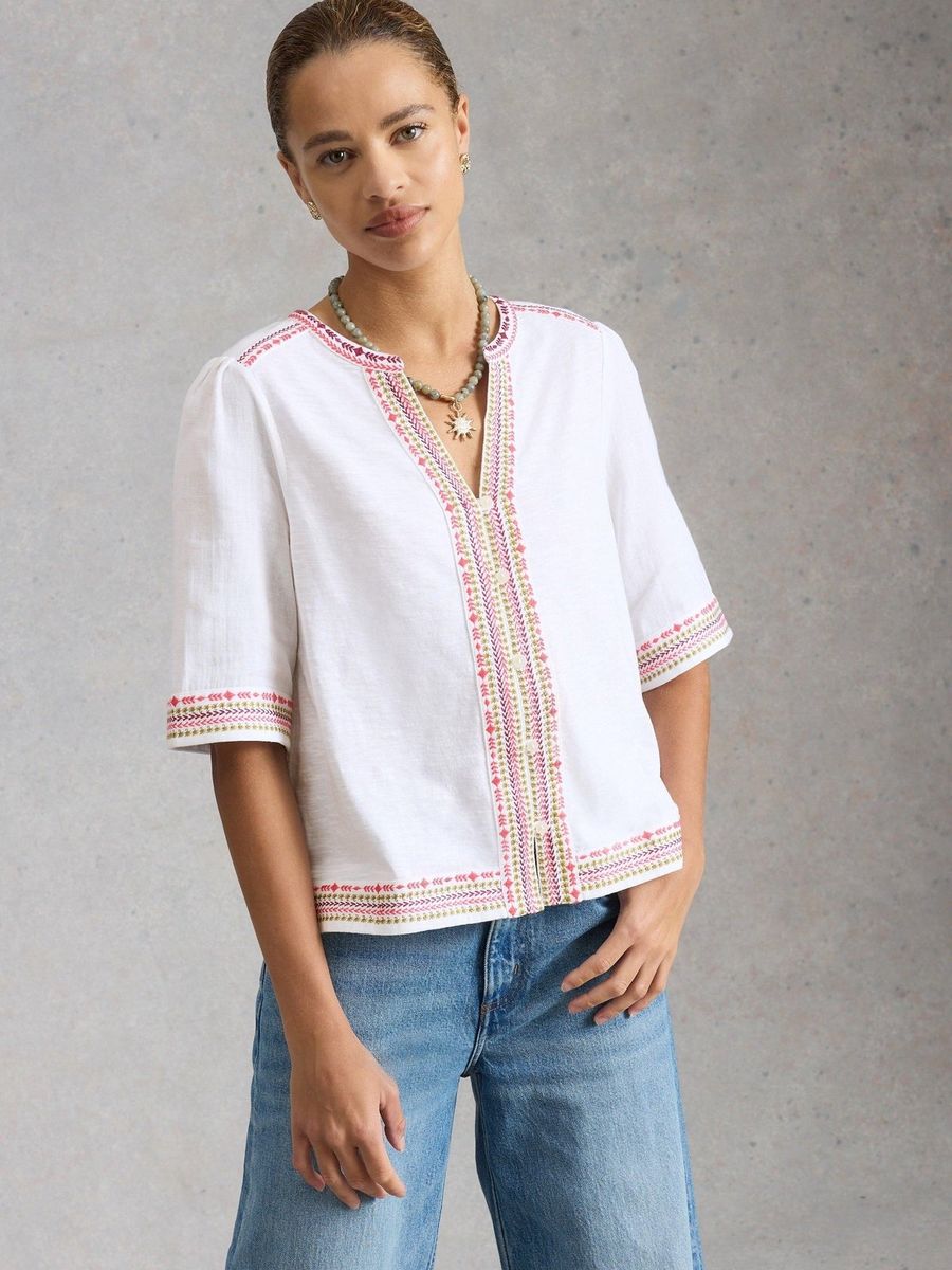 Bestickte Bluse aus Bio-Baumwolle