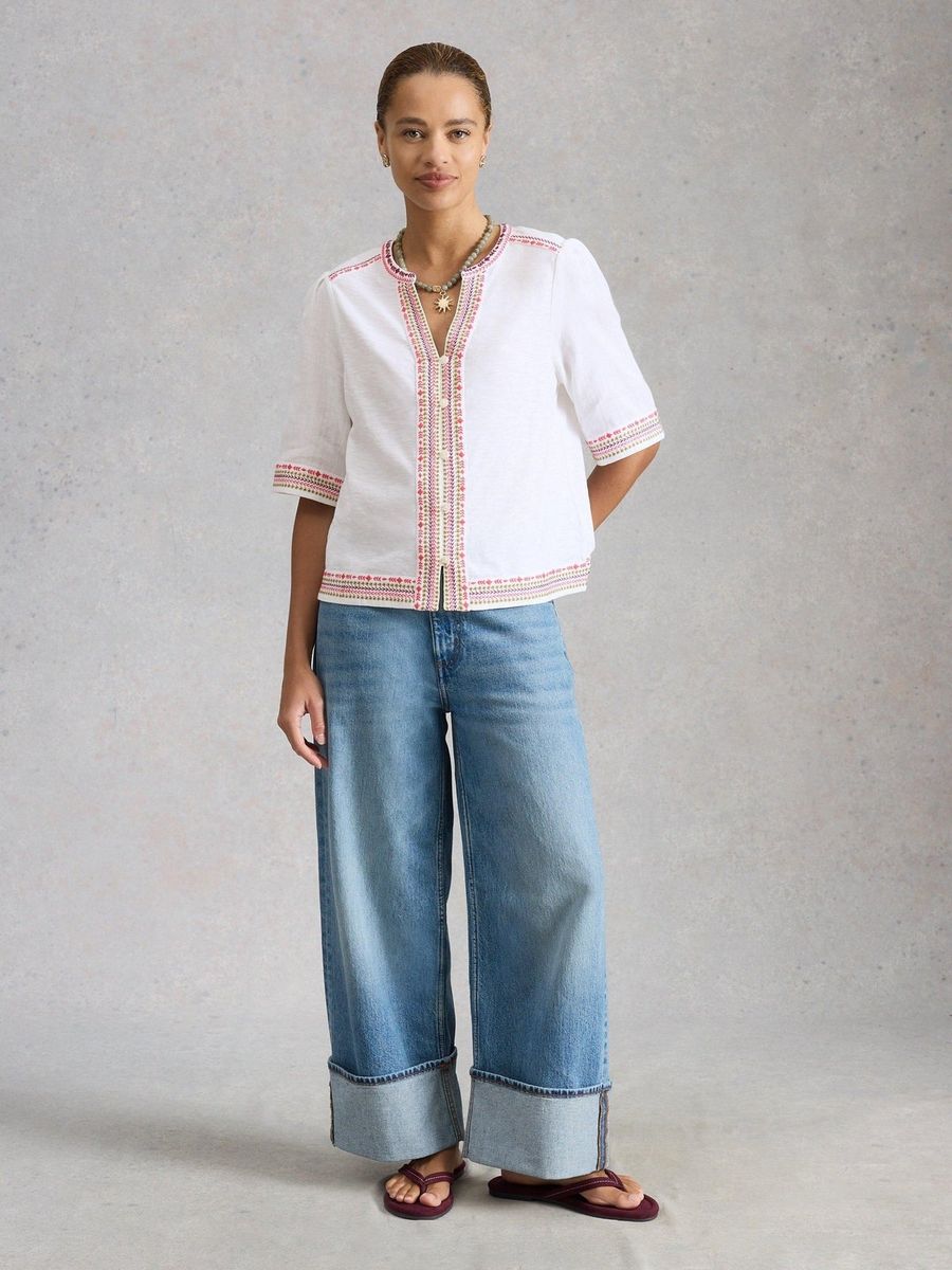 Bestickte Bluse aus Bio-Baumwolle