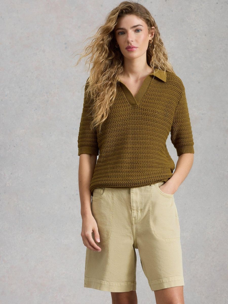 Klassisches Strick-Poloshirt mit Textur
