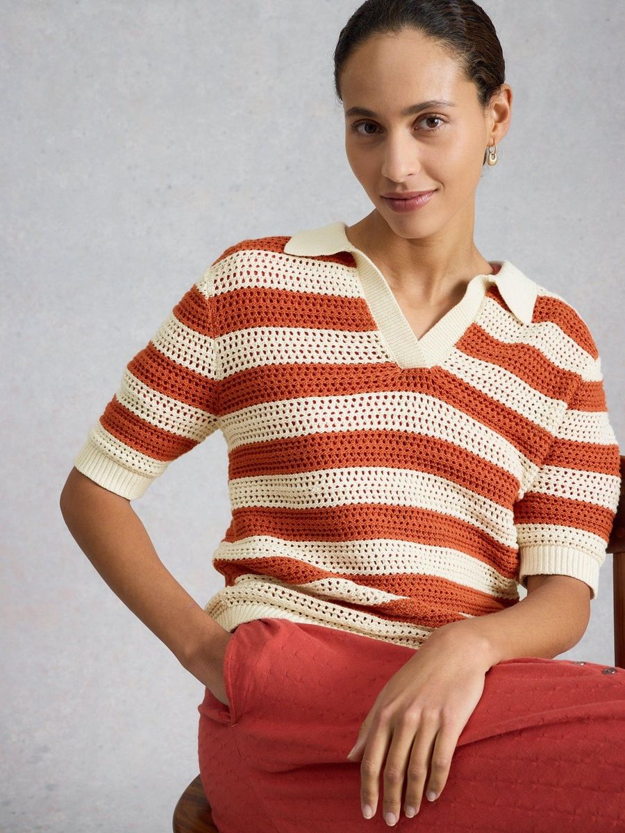 Gestreiftes Strick-Poloshirt Cooper